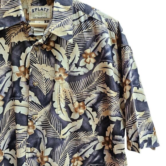 Splatt Men's Hawaiian Shirt M 100% Cotton Floral Print Fine Resortwear - Picture 5 of 9